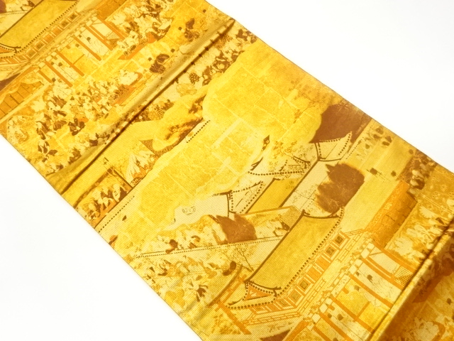 洛中風景織出し袋帯